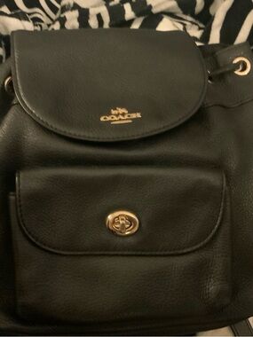 Coach Billy Mini Black Pebbled Backpack